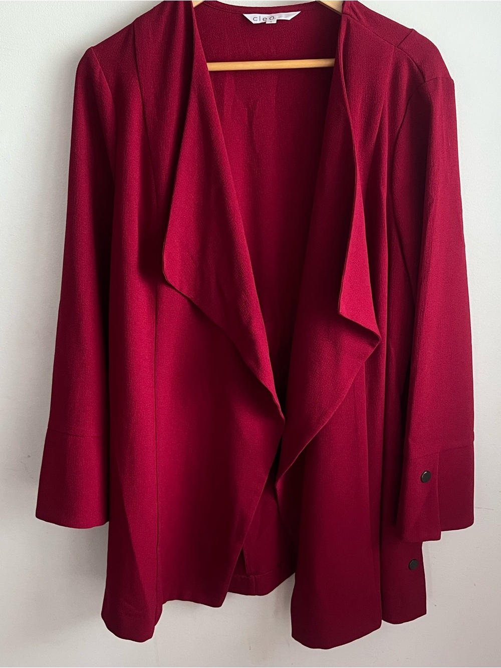 Cleo Women's Draped Open-Front Red Jacket Large
